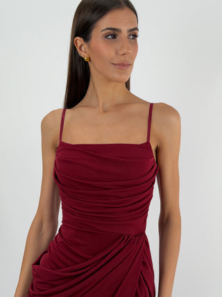 Abito con Arricciature Burgundy