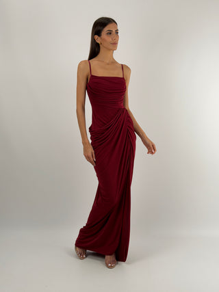 Abito con Arricciature Burgundy