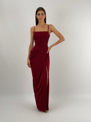 Abito con Arricciature Burgundy
