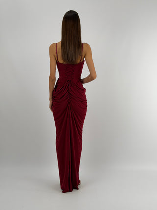 Abito con Arricciature Burgundy