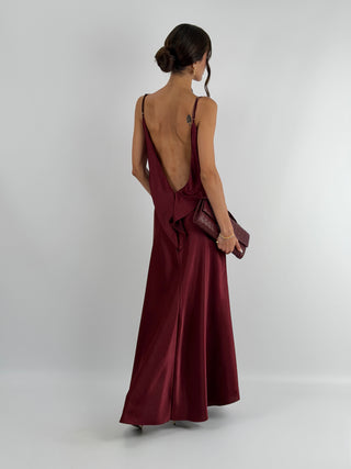 Abito Satin Schiena Scoperta Burgundy