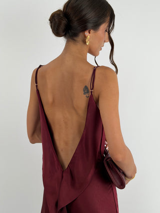 Abito Satin Schiena Scoperta Burgundy
