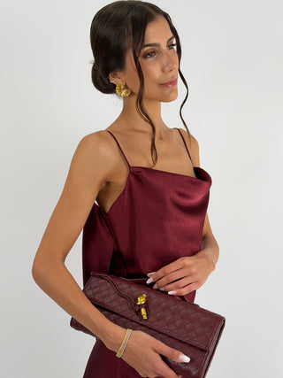 Abito Satin Schiena Scoperta Burgundy