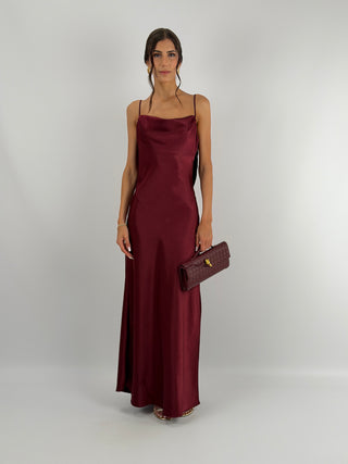 Abito Satin Schiena Scoperta Burgundy
