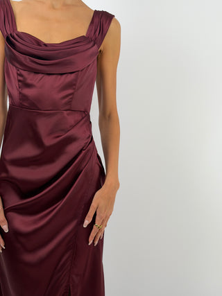 Burgundy Maxi Dress with Slit