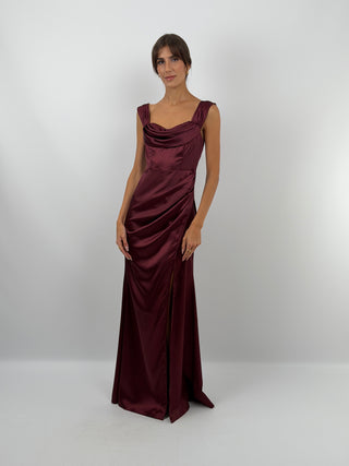 Burgundy Maxi Dress with Slit