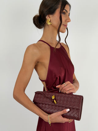 Abito Gioiello in Satin Burgundy