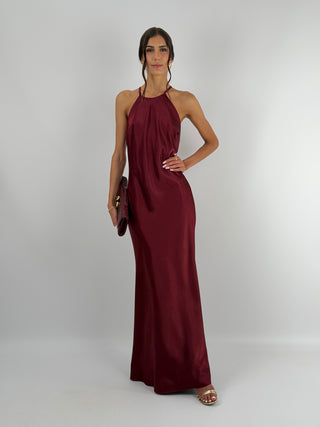 Abito Gioiello in Satin Burgundy