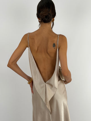 Abito Satin Schiena Scoperta Champagne