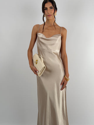 Abito Satin Schiena Scoperta Champagne