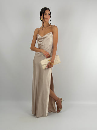Abito Satin Schiena Scoperta Champagne