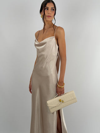 Abito Satin Schiena Scoperta Champagne
