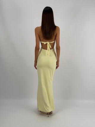 Abito Lungo con Cut Out Giallo
