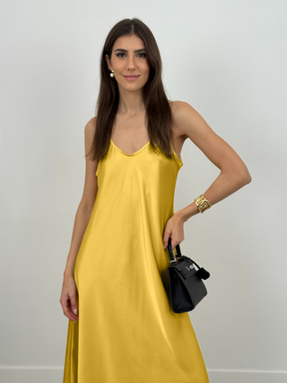 Abito Lungo Satin Kora Giallo