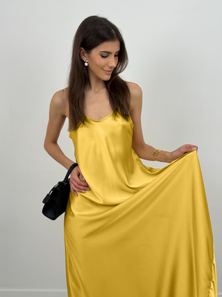 Abito Lungo Satin Kora Giallo