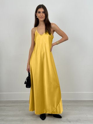 Abito Lungo Satin Kora Giallo