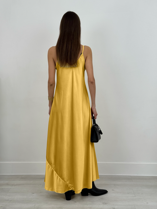 Abito Lungo Satin Kora Giallo