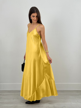 Abito Lungo Satin Kora Giallo