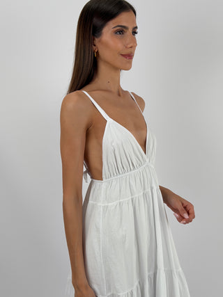 Abito Lungo in Cotone Bianco