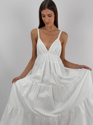 Abito Lungo in Cotone Bianco