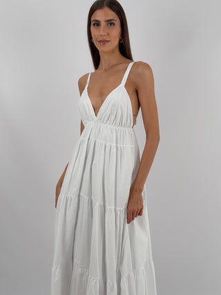 Abito Lungo in Cotone Bianco