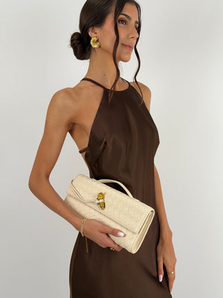 Abito Gioiello in Satin Marrone