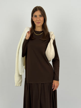 Abito Lungo Lumina Combinato Marrone