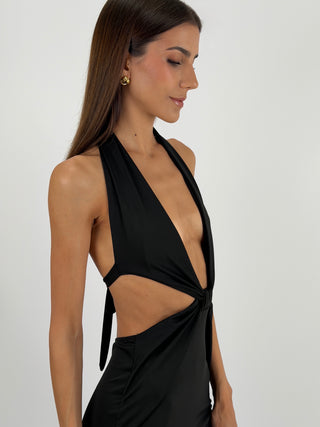 Abito Lungo con Cut Out Nero