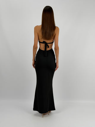 Abito Lungo con Cut Out Nero