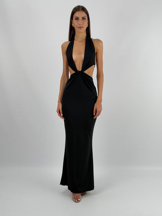 Abito Lungo con Cut Out Nero