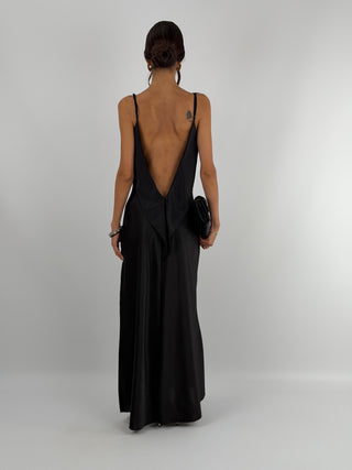 Abito Satin Schiena Scoperta Nero