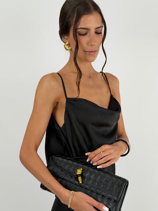Abito Satin Schiena Scoperta Nero