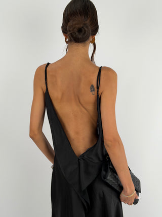 Abito Satin Schiena Scoperta Nero