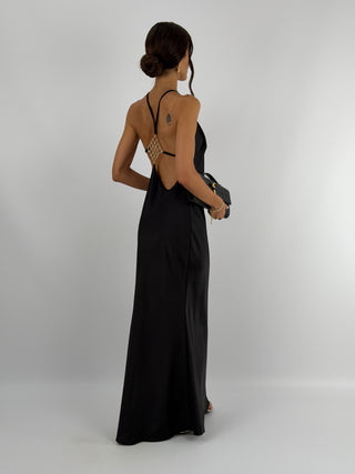 Abito Gioiello in Satin Nero