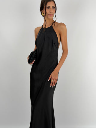 Abito Gioiello in Satin Nero