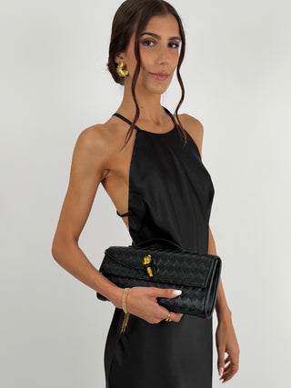 Abito Gioiello in Satin Nero