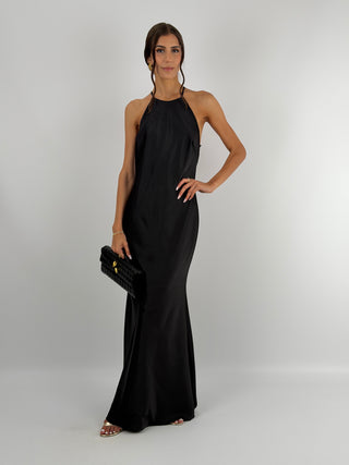 Abito Gioiello in Satin Nero