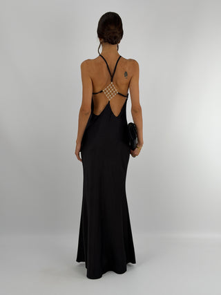 Abito Gioiello in Satin Nero