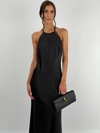 Abito Gioiello in Satin Nero