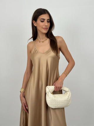 Abito Lungo Satin Kora Oro