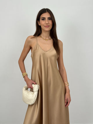 Abito Lungo Satin Kora Oro