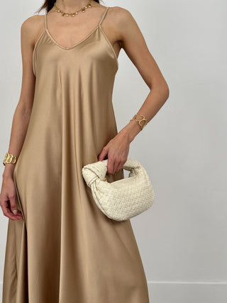 Abito Lungo Satin Kora Oro