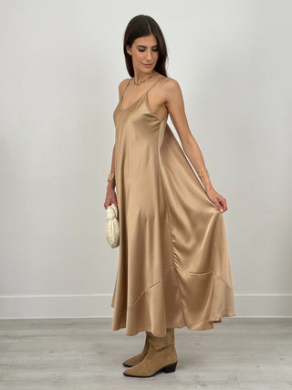 Abito Lungo Satin Kora Oro