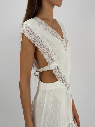 Abito con Inserti in Pizzo Panna Lumina