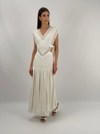 Abito con Inserti in Pizzo Panna Lumina
