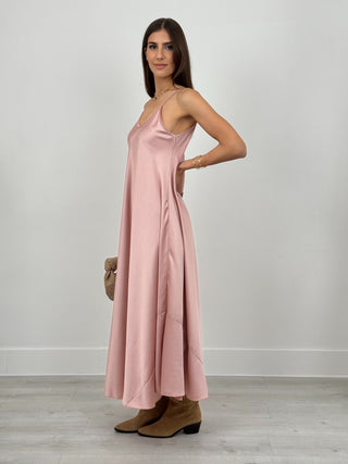 Abito Lungo Satin Kora Rosa Antico