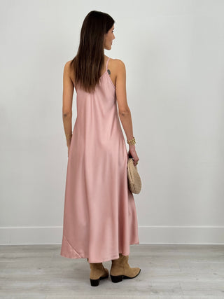 Abito Lungo Satin Kora Rosa Antico