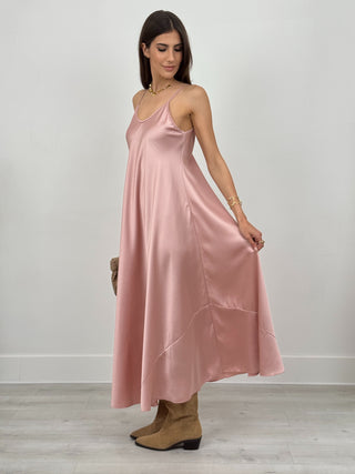 Abito Lungo Satin Kora Rosa Antico
