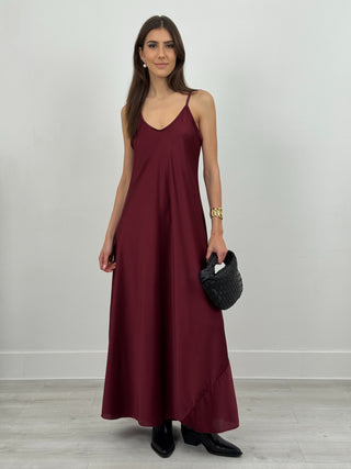 Abito Lungo Satin Kora Bordeaux