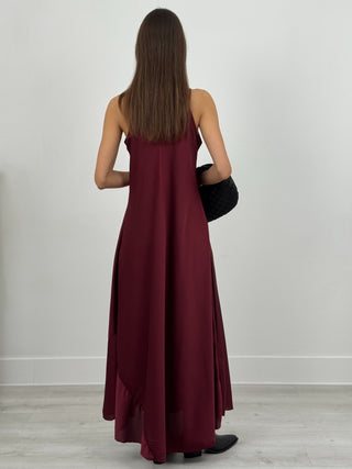 Abito Lungo Satin Kora Bordeaux